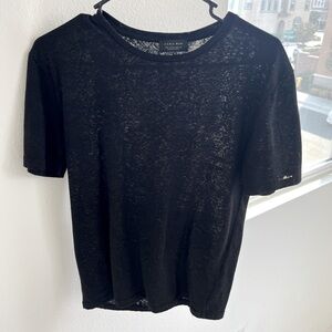 Zara man men’s lace snakeskin t shirt Black semi transparent see through size S